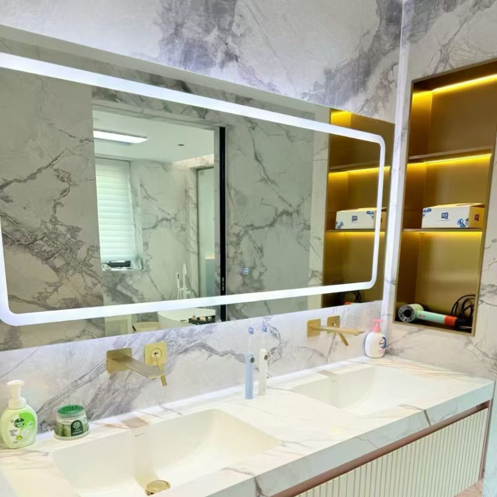 sintered stone application on bathroom