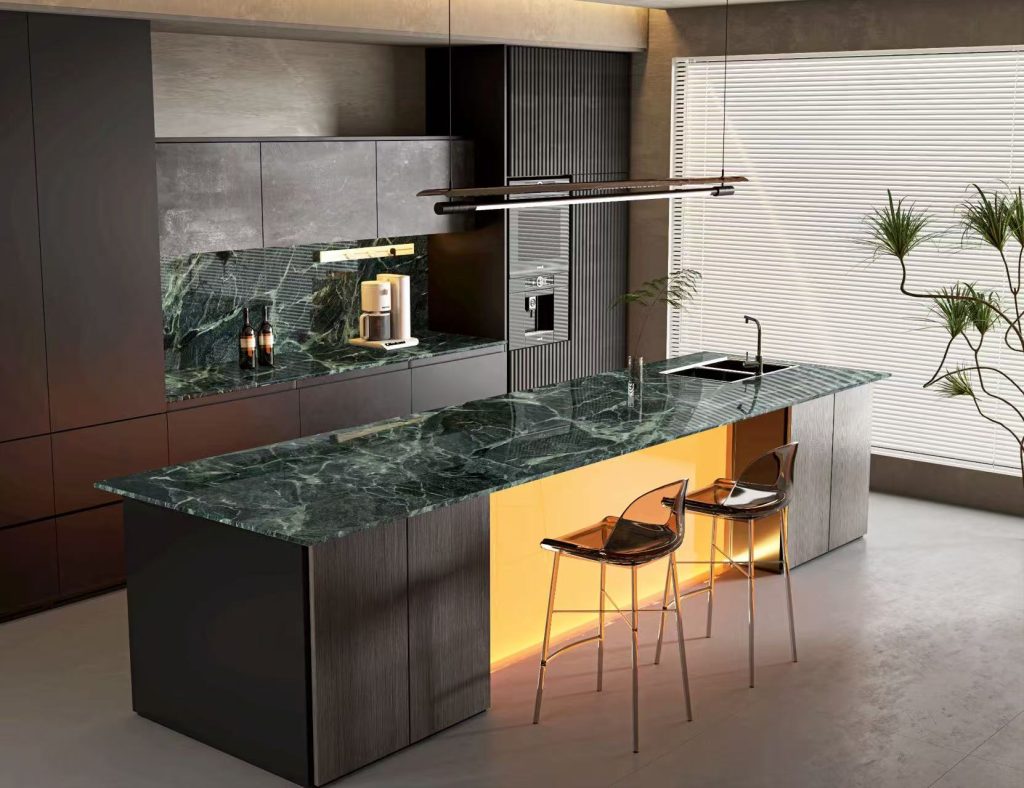 prada green sintered stone countertop