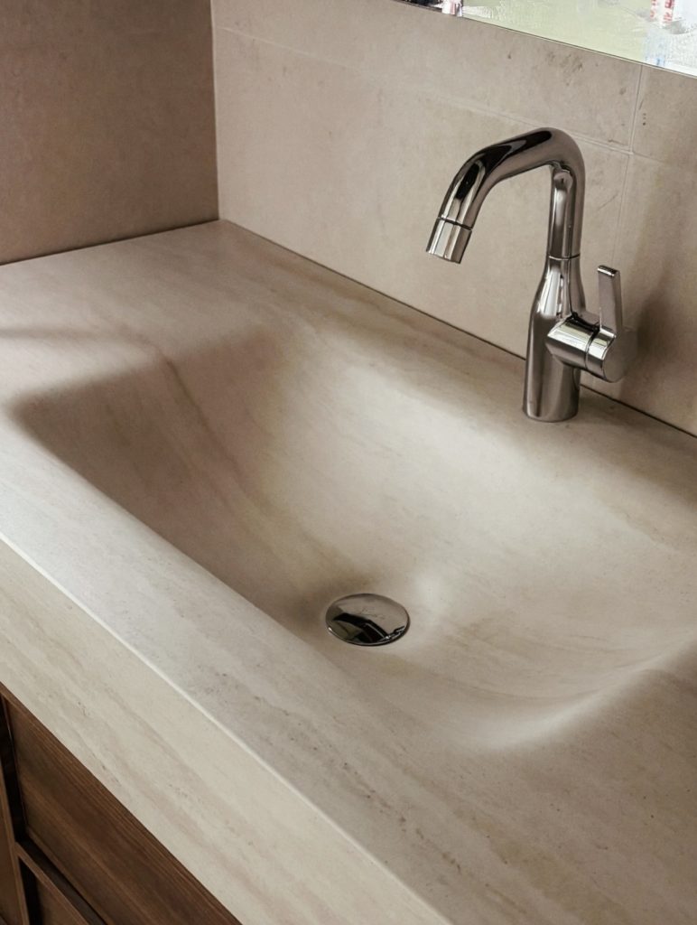 BJS sintered stone travertine slab for bathroom vanity countertop