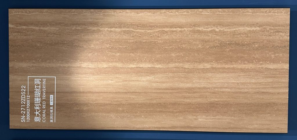 coral red travertine sintered stone slab in BJS