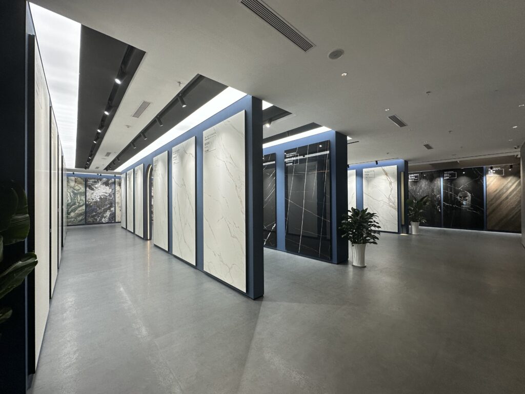 Sintered stone slab display suitable for Australian pool coping projects